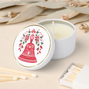 Elegant Festive Folk Art Red Holiday on White Mini Candle Favors