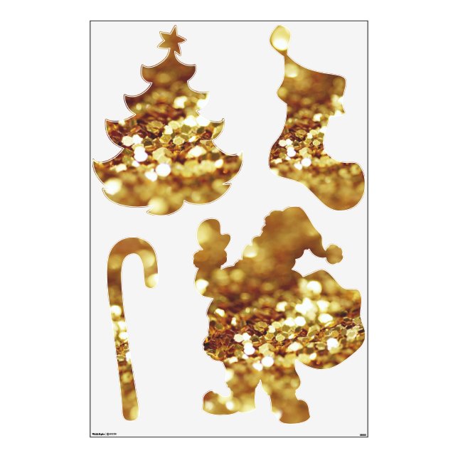 Elegant Festive Gold Look Bokeh Christmas Wall Decal (Front)