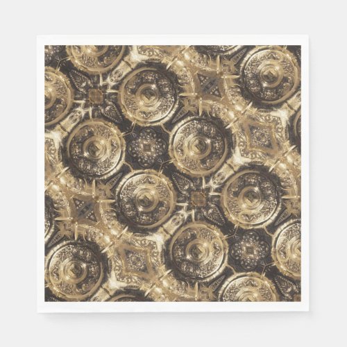 Elegant Festive Golden Decorative Gold Pattern Paper Napkins