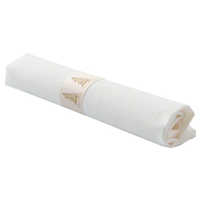 Elegant Festive Golden Tree Merry Christmas  Napkin Bands (Angled)