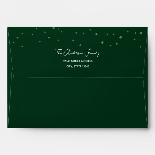 Elegant Festive Green and Starry Christmas Holiday Envelope