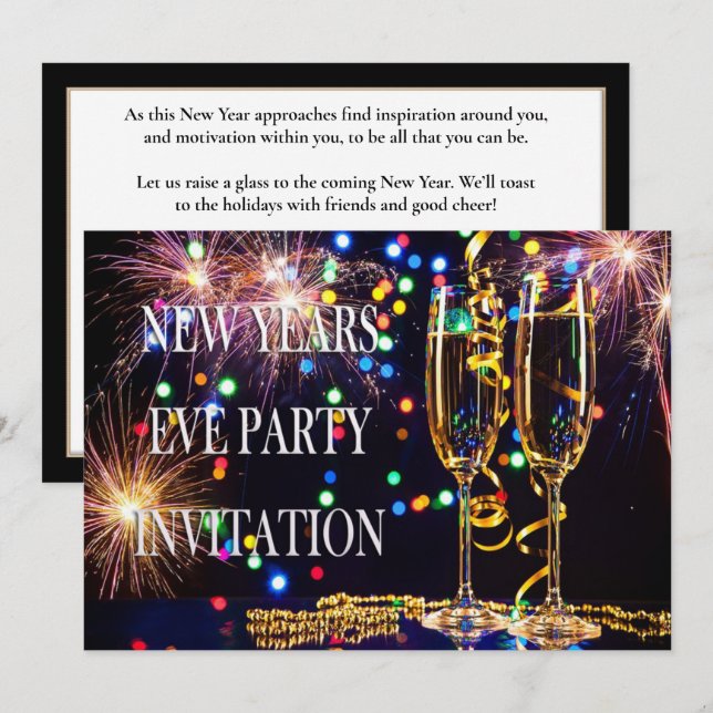 Elegant Festive New Years Eve Party Invitation (Front/Back)