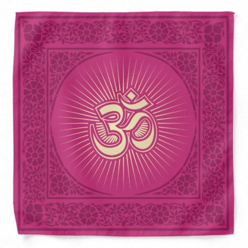 Elegant Festive OM Symbol Gold_Pink_Purple Bandana