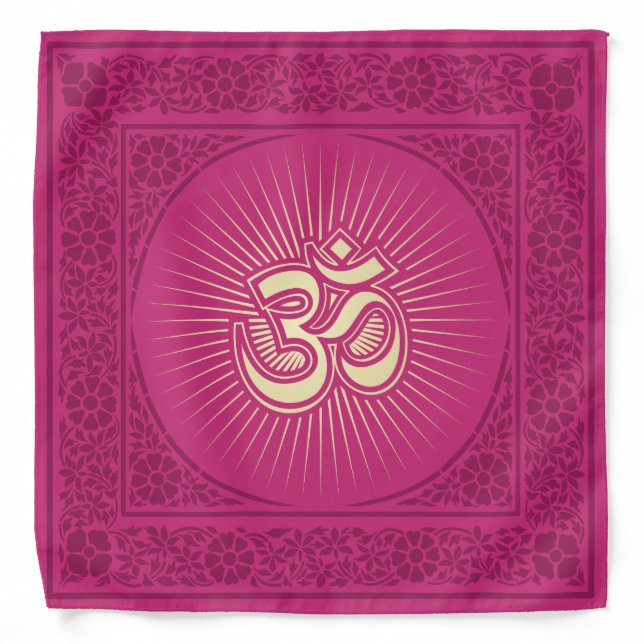 Elegant Festive OM Symbol Gold-Pink-Purple Bandana (Front)