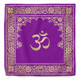 Elegant Festive OM Symbol Gold-Purple Bandana
