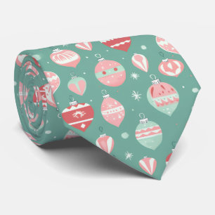 Elegant Festive Pink Christmas Baubles Pattern Neck Tie