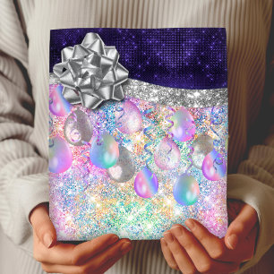 Elegant festive pink faux glitter balloons wrapping paper sheets