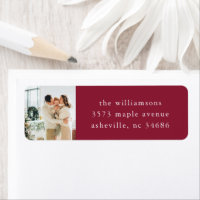 Elegant Festive Red Holiday Photo Return Address