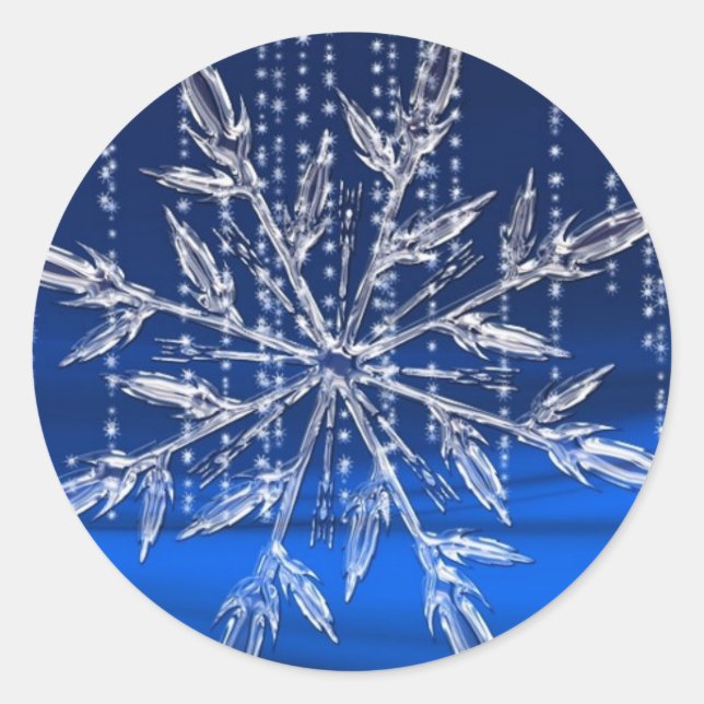 Elegant Festive Rustic Snowflake Christmas Classic Round Sticker (Front)