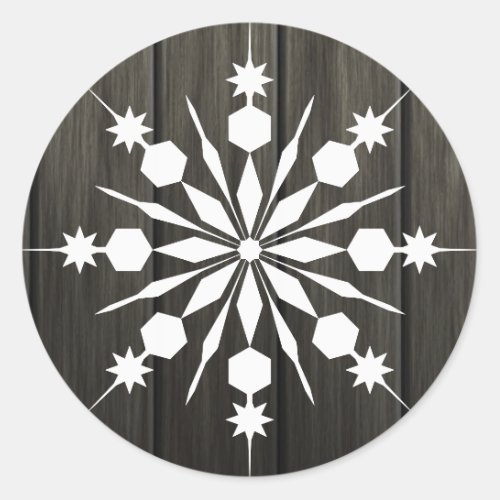 Elegant Festive Rustic Snowflake Christmas Classic Round Sticker