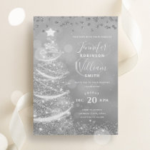 Elegant Festive Silver Wedding Xmas Tree Invitation