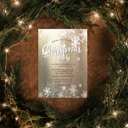 Elegant Festive Snowflakes Christmas Company Invitation