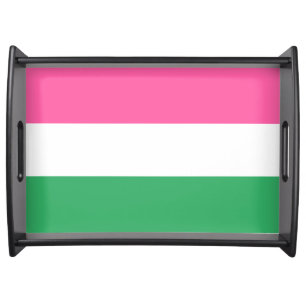 Elegant Festive Watermelon Pink Green Stripes Serving Tray