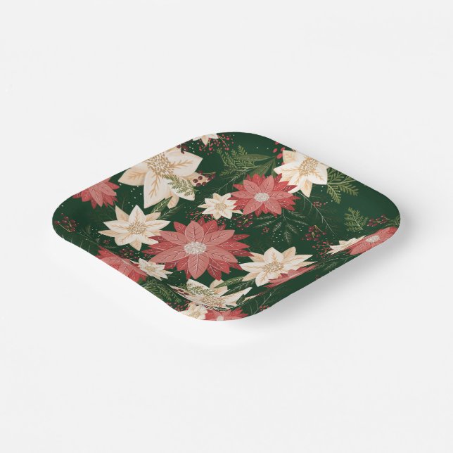 elegant festive winter christmas holiday paper plates (Angled)