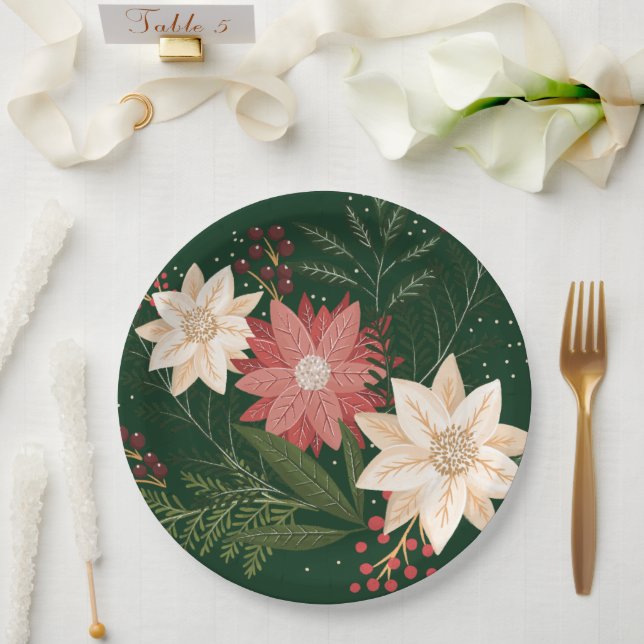 elegant festive winter christmas holiday paper plates (Wedding)