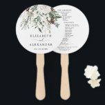 Elegant festive winter evergreen wedding program hand fan<br><div class="desc">Elegant festive winter evergreen wedding program Hand Fan.
Matching items are available.</div>