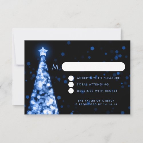 Elegant Festive Xmas Wedding RSVP Blue 