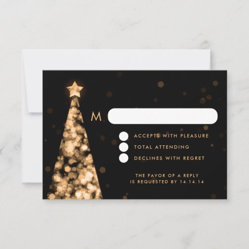 Elegant Festive Xmas Wedding RSVP Gold