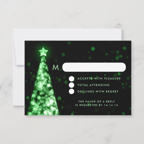 Elegant Festive Xmas Wedding RSVP Green