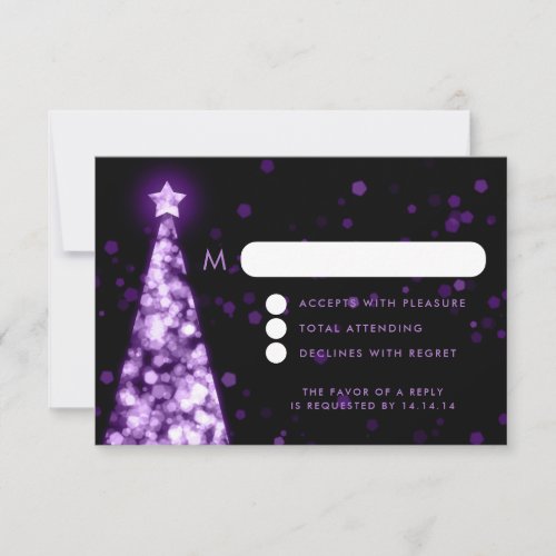 Elegant Festive Xmas Wedding RSVP Purple 