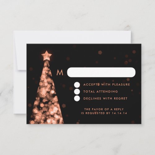 Elegant Festive Xmas Wedding RSVP Rose Gold