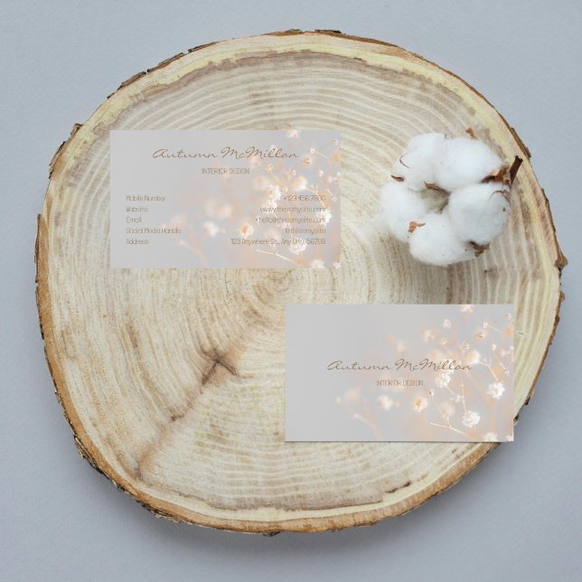 Elegant Field Flowers Gray Business Card (Creator Uploaded)