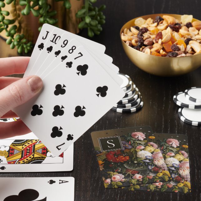 Elegant Fieldflowers Bouquet Fine Art Painting Poker Cards (In Situ)