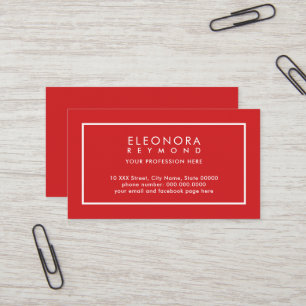 Elegant Fiery-Red-Color Business Card