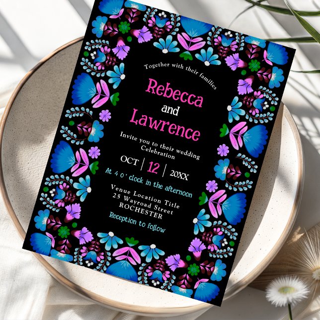 Elegant fiesta blue wedding  invitation (Creator Uploaded)