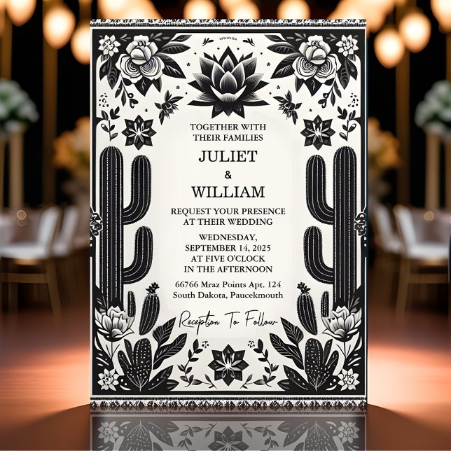 Elegant Fiesta Cactus Floral Mexican Wedding Invitation (Creator Uploaded)
