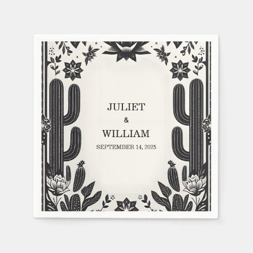 Elegant Fiesta Cactus Floral Mexican Wedding Napkins