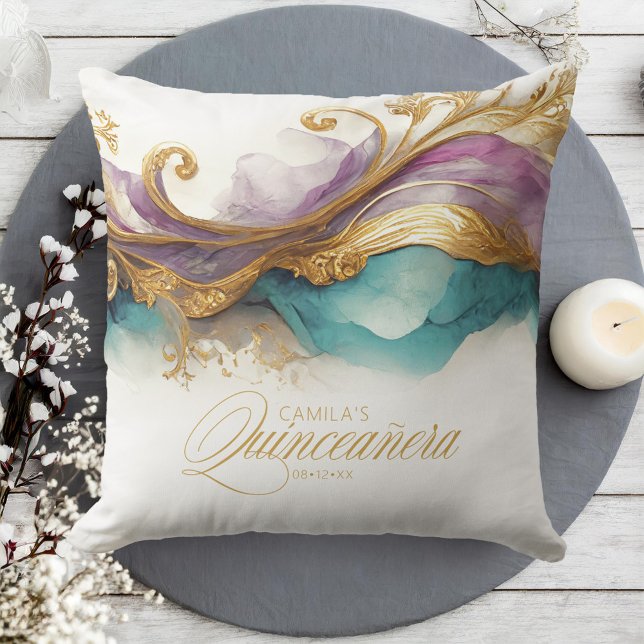 Elegant Fiesta Quinceanera ID1029 Throw Pillow (Creator Uploaded)