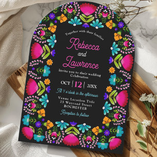 Elegant fiesta wedding arched invitation