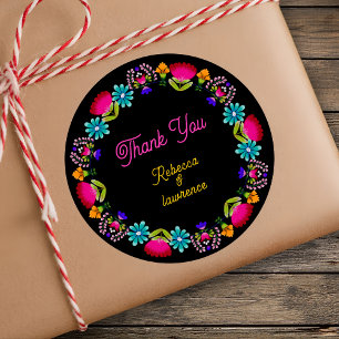 Elegant fiesta wedding classic round sticker