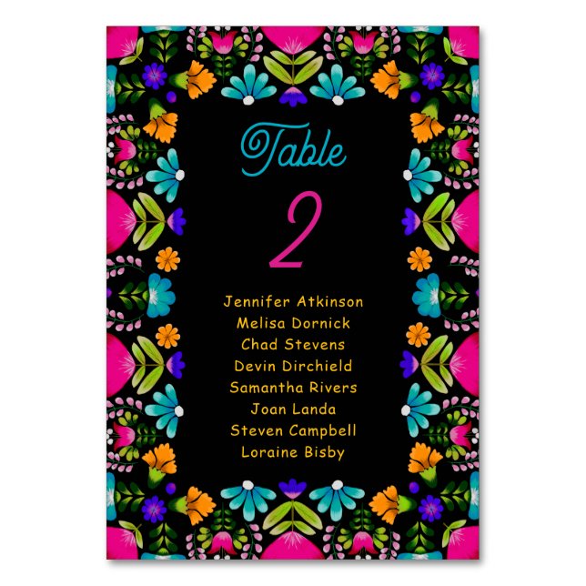Elegant fiesta wedding seating  table number (Front)