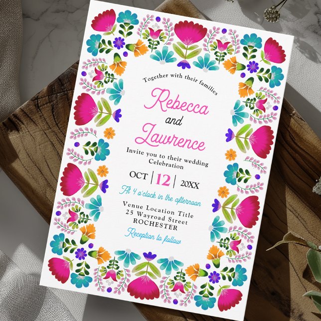 Elegant fiesta wedding white invitation (Creator Uploaded)