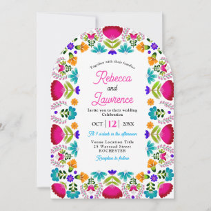 Elegant fiesta wedding white qr code arched invitation