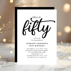Elegant Fifty 50th Birthday Invitation