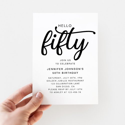 Elegant Fifty 50th Birthday  Invitation