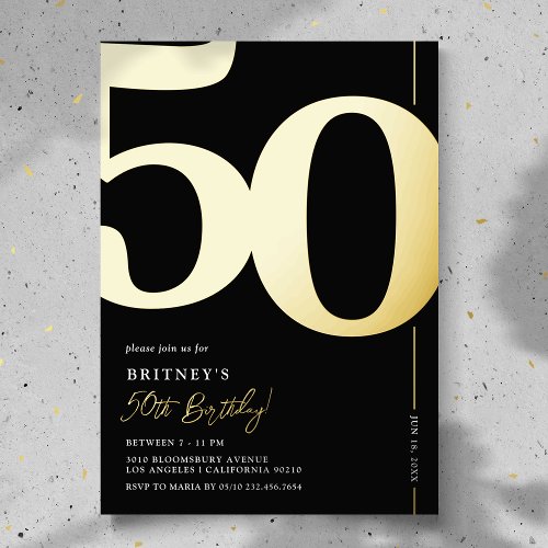 Elegant Fifty 50th Birthday Party Foil Invitation