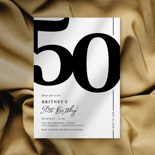 Elegant Fifty 50th Birthday Party Invitation