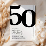 Elegant Fifty 50th Birthday Party Invitation<br><div class="desc">Classic black and white 50th birthday party invitations featuring the number '50' in a large bold serif font,  and a modern invite template that is easy to personalize.</div>