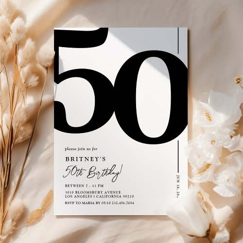 Elegant Fifty 50th Birthday Party Invitation