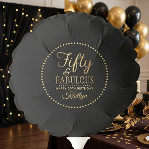 Elegant Fifty and Fabulous! 50th Birthday Party Balloon