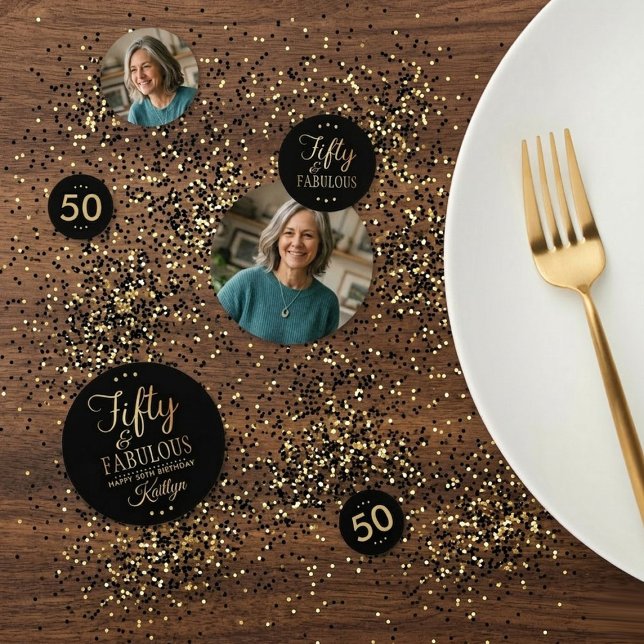 Elegant Fifty and Fabulous! 50th Birthday Party Confetti (Creator Uploaded)