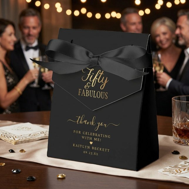 Elegant Fifty and Fabulous! 50th Birthday Party Favor Boxes (Creator Uploaded)