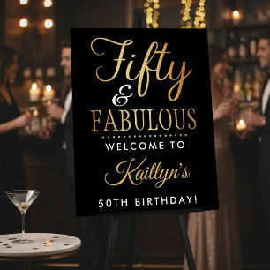 Elegant Fifty and Fabulous! 50th Birthday Party Foam Board
