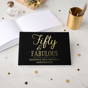 Elegant Fifty and Fabulous! 50th Birthday Party Foil Guest Book