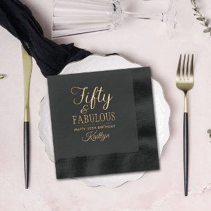 Elegant Fifty and Fabulous! 50th Birthday Party Foil Napkins