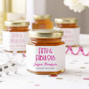 Elegant Fifty and Fabulous 50th Birthday Party Honey Jar Favors